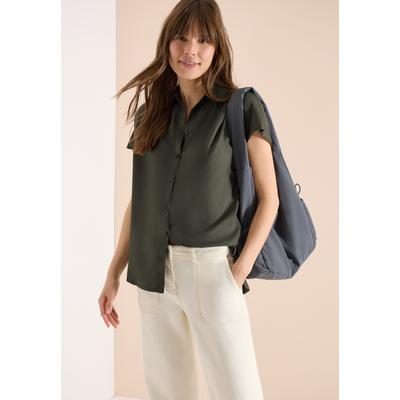 Hemdbluse CECIL, Damen, Gr. L (42), grün (khaki), Stoff, 100% Viskose, unifarben, klassisch normal, V-Ausschnitt, Bündchen, Blusen Hemdbluse, im Basic-Style