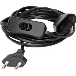 Kopp 146305094 Verlängerungskabel mit Eurostecker und Schalter, 3m, Farbe: schwarz  - 5 Stück