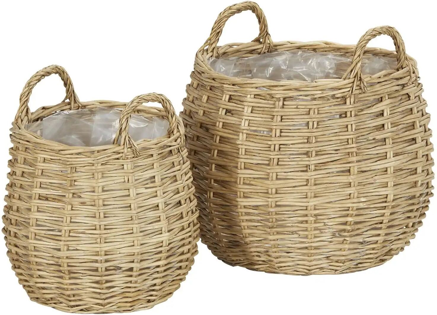 HOME STORY Pflanzkorb  2er Set   ¦ braun ¦ Weide,Kunststoff ¦ Maße (cm): H: 48