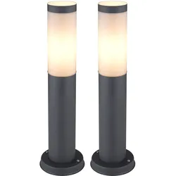 2er Set Edelstahl Sockel Lampen Garten Weg Beleuchtung Außen Stand Steh Hof Leuchten anthrazit