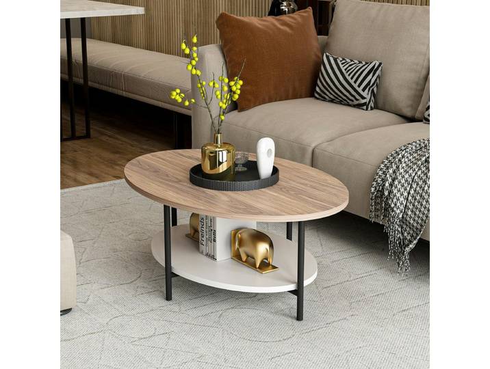 Table basse ovale double plateau JENA - Chêne