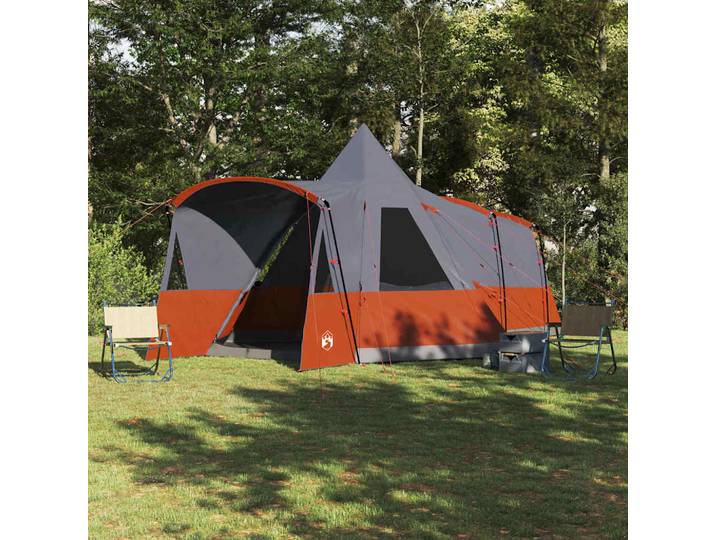 vidaXL Teepee Zelt für 8 Personen 8 Personen Grau und Orange