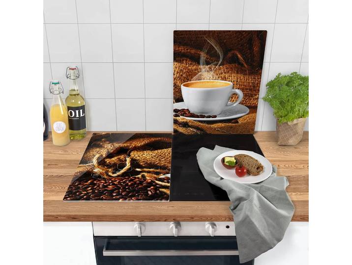 Herdabdeckplatte Kaffee am Morgen 80 x 52 x 0cm