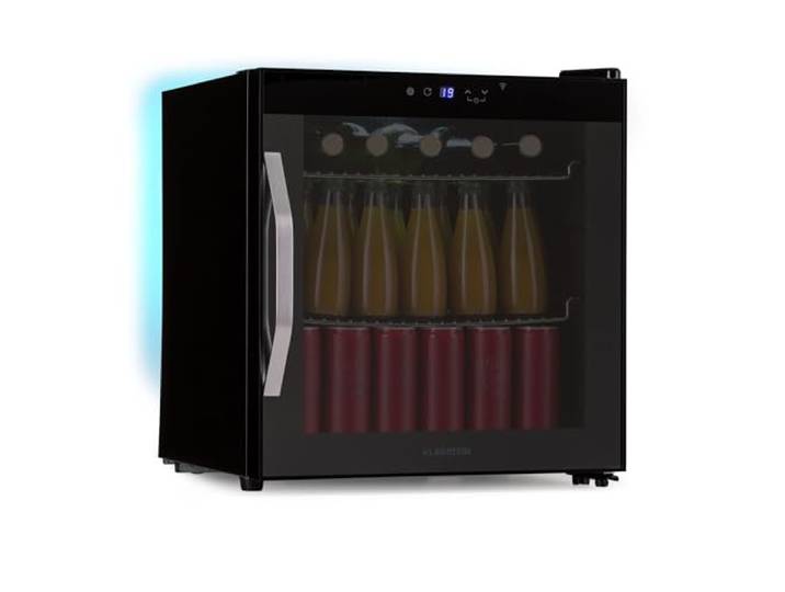 KLARSTEIN Coachella 50 Onyx Réfrigérateur à Boissons - 47 L\, WiFi\, Éclairage LED 7 Couleurs\, Porte Vitrée\, Commande Tactile\, 5-18 °C\, 2 Clayettes\, Vitrine à Boissons Réfrigérée\, Noir