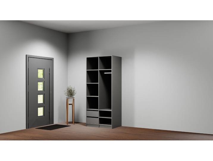 Dressing ouvert sur mesure Pickawood Mélaminé premium Gris basalte