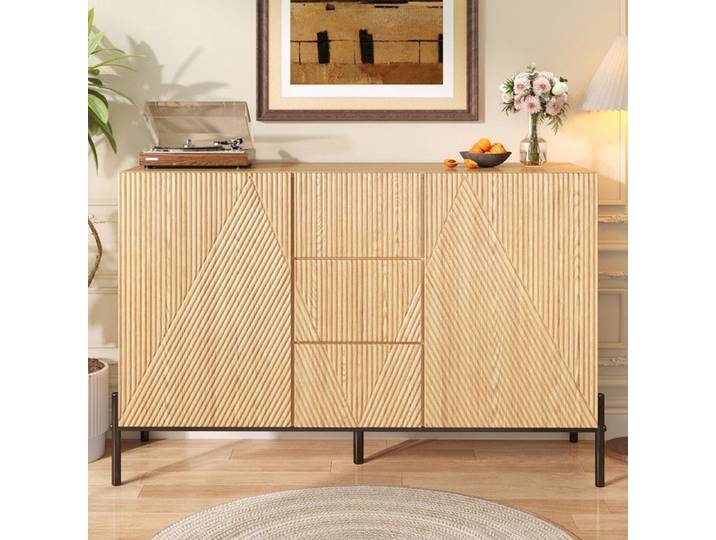 Buffet moderne à structure géométrique double porte beaucoup D'espace de rangement armoire de rangement multifonctionnelle