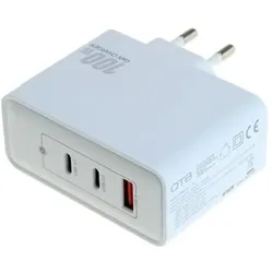 OTB USB GaN Multiport-Schnellladegerät USB-PD, 2x USB-C + USB, 100W, weiss (100 W, 3 Ports), USB Ladegerät, Weiss