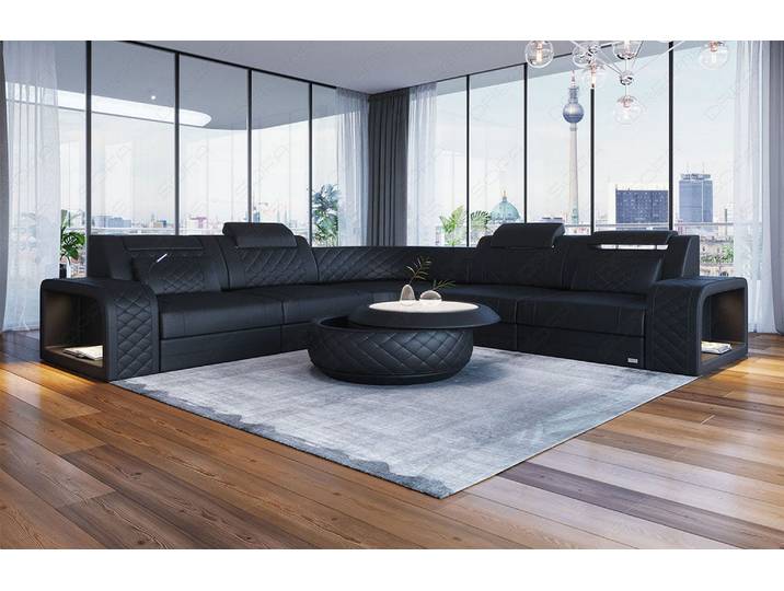 Mini Couch Foggia L-Form in Leder