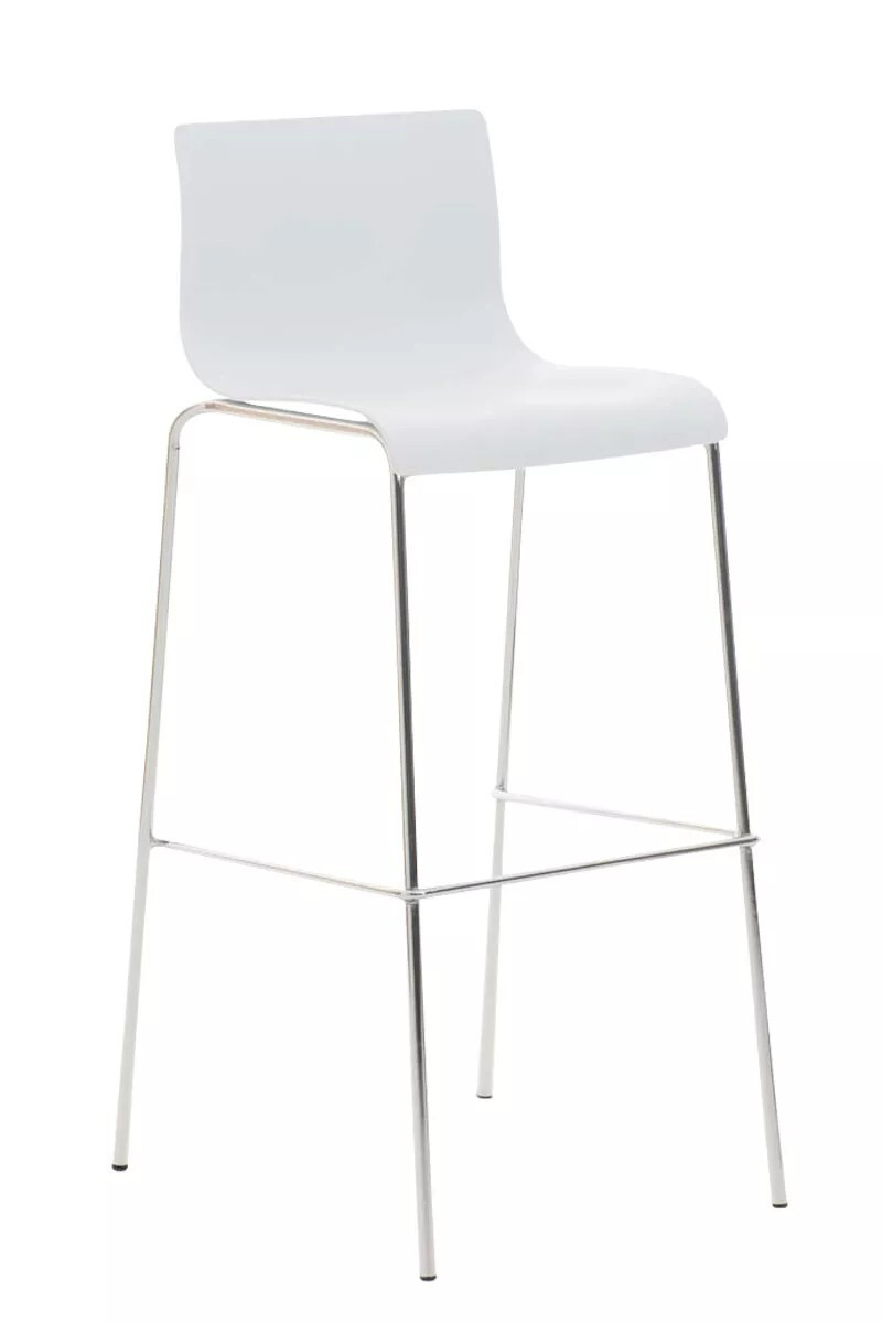 AndOutdoor barkruk Chet - Wit - Chroom - Industrieel design met rugleuning en voetsteun