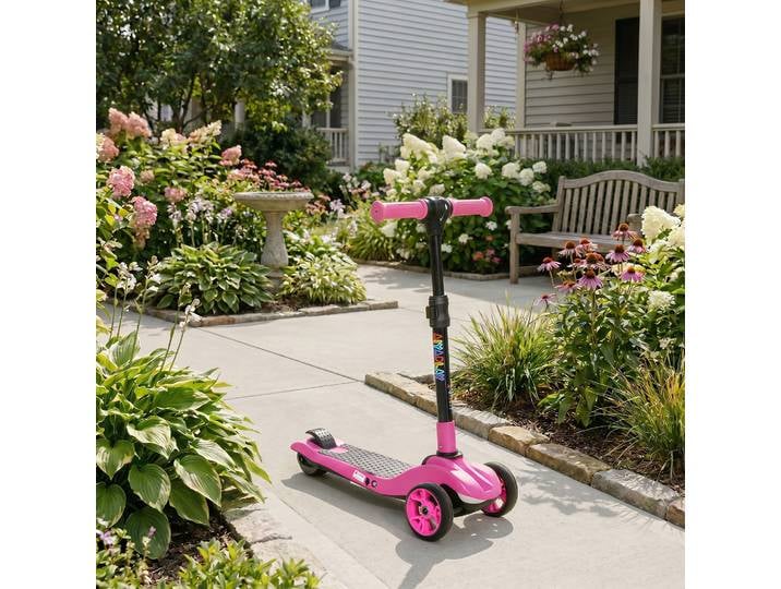 AIYAPLAY Trottinette Électrique Enfant 3 Roues Pliable Rose 8km/h