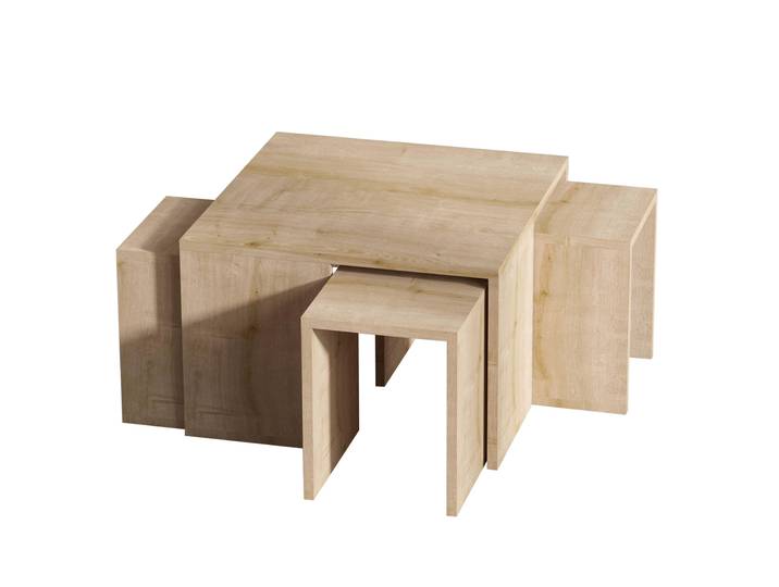 Satztische quadratische, in Holzoptik, 60x60 cm, skandinavischer Stil - Von 4