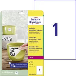 Avery Zweckform L4775REV-20 Wetterfeste Etiketten, ablösbar, 210 x 297 mm, 20 Bogen/20 Etiketten, weiß