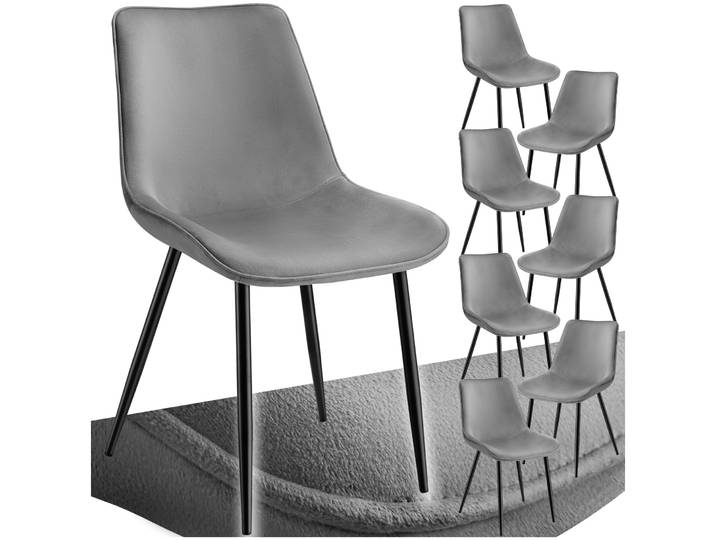 Set Stuhl Monroe Samtoptik - grau, 8er Set