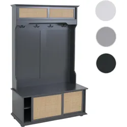 Garderobe HWC-P25, Flurgarderobe Holzgarderobe, Melamin Kubu Rattan 163x100x47cm ~ dunkelgrau