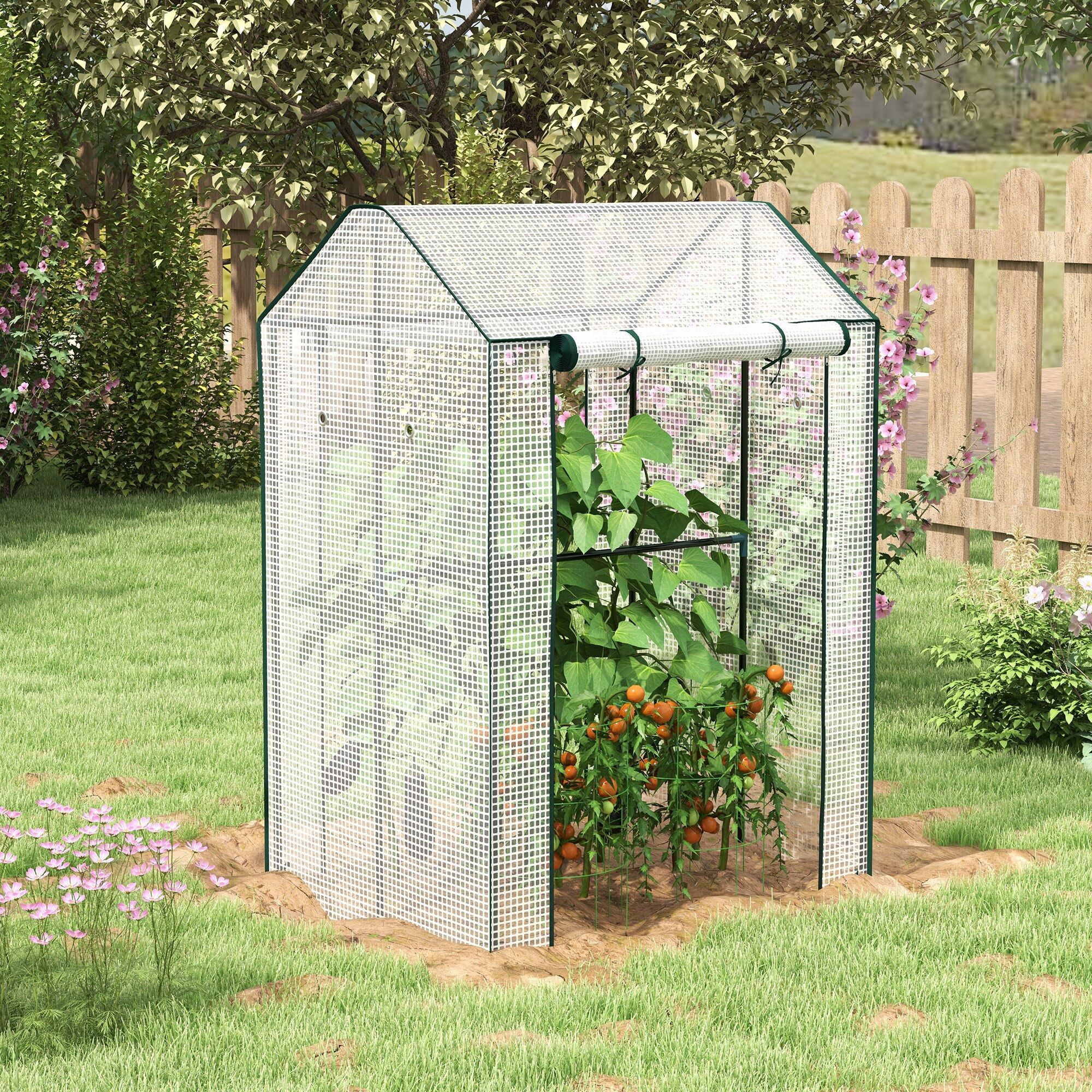 Altro Serra Da Giardino Con Copertura In Pe, 2 Zone Separate E Porte Avvolgibili, 100x80x150cm