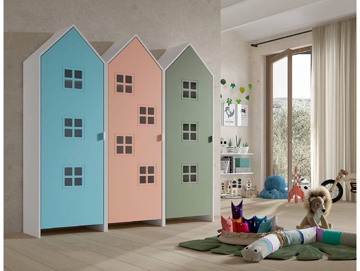 Kleiderschrank Casami Bruges 3-teilig 173 x 171 x 37cm Multicolor/Hellblau/Lindgrün