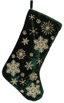 "Velvet Snowflake Christmas Stocking 19.5""H by Melrose in Green Gold (Size ONE SIZE)"