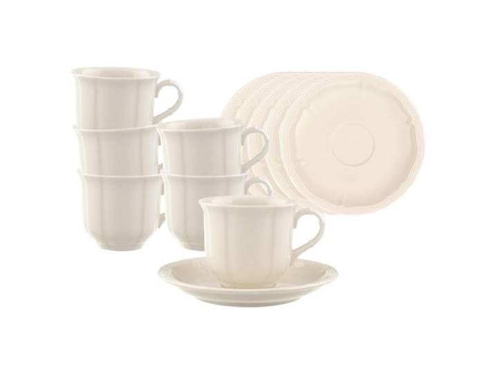 Villeroy & Boch Kaffeetassen MIT Untertassen Manoir weiß 120 ml 6er Set, Weiß, Keramik, 0.12 L, 14.5x8.7x14.5 cm, Geschirr, Tassen, Tassen Sets