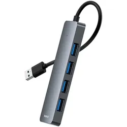 Baseus 4in1 Hub UltraJoy Lite USB-A to USB 3.0 15cm (grey) (USB-A, 4 Ports), Dockingstation + USB Hub, Grau