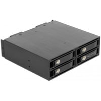 5.25" Wechselrahmen für 4 x 2.5" U.2 NVMe SSD, Einbaurahmen schwarz, mit abschließbaren Trays