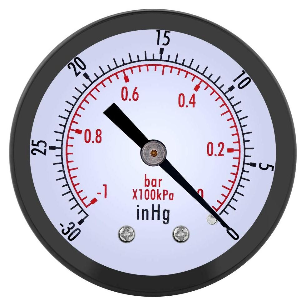 Selius Luchtvacuümmanometer 0-30inHg 0-1bar met 50 mm diameter en 1/4 inch BSPT aansluiting