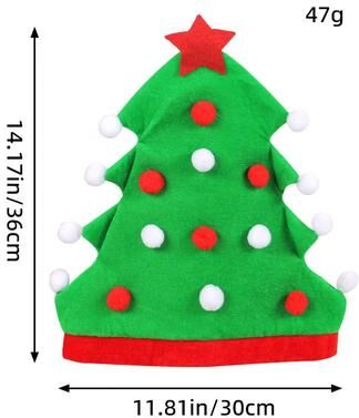 Inspire Essentials Christmas Tree Hat Funny Holiday Beanie Santa Party Hat For Kids And Adults green 30x36cm