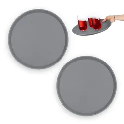Relaxdays Rundes Serviertablett 2er Set 35 cm Grau
