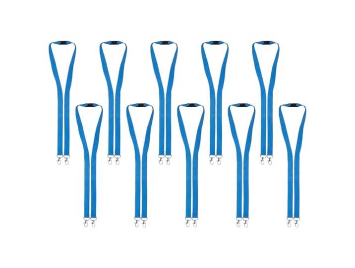 Karteo Schlüsselband mit Doppelkarabiner hellblau [100 Stück] Lanyard mit 2 Karabiner Haken und Sicherheitsverschluss für Ausweishüllen