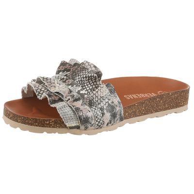 Pantolette VERBENAS "ROCIO", Damen, Gr. 42, Synthetik, braun (schlangenoptik), Leder, Reptilienprägung, Basic, Schuhe Pantolette, Sommerschuh, Strandschuh, Urlaubsschuh in Reptil-Optik