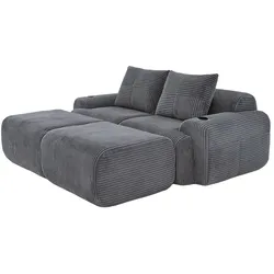 MODFU Kombinationssofa Cordstoff Dunkelgrau 200x174x80 cm, modular mit Cupholder und Seitentasche