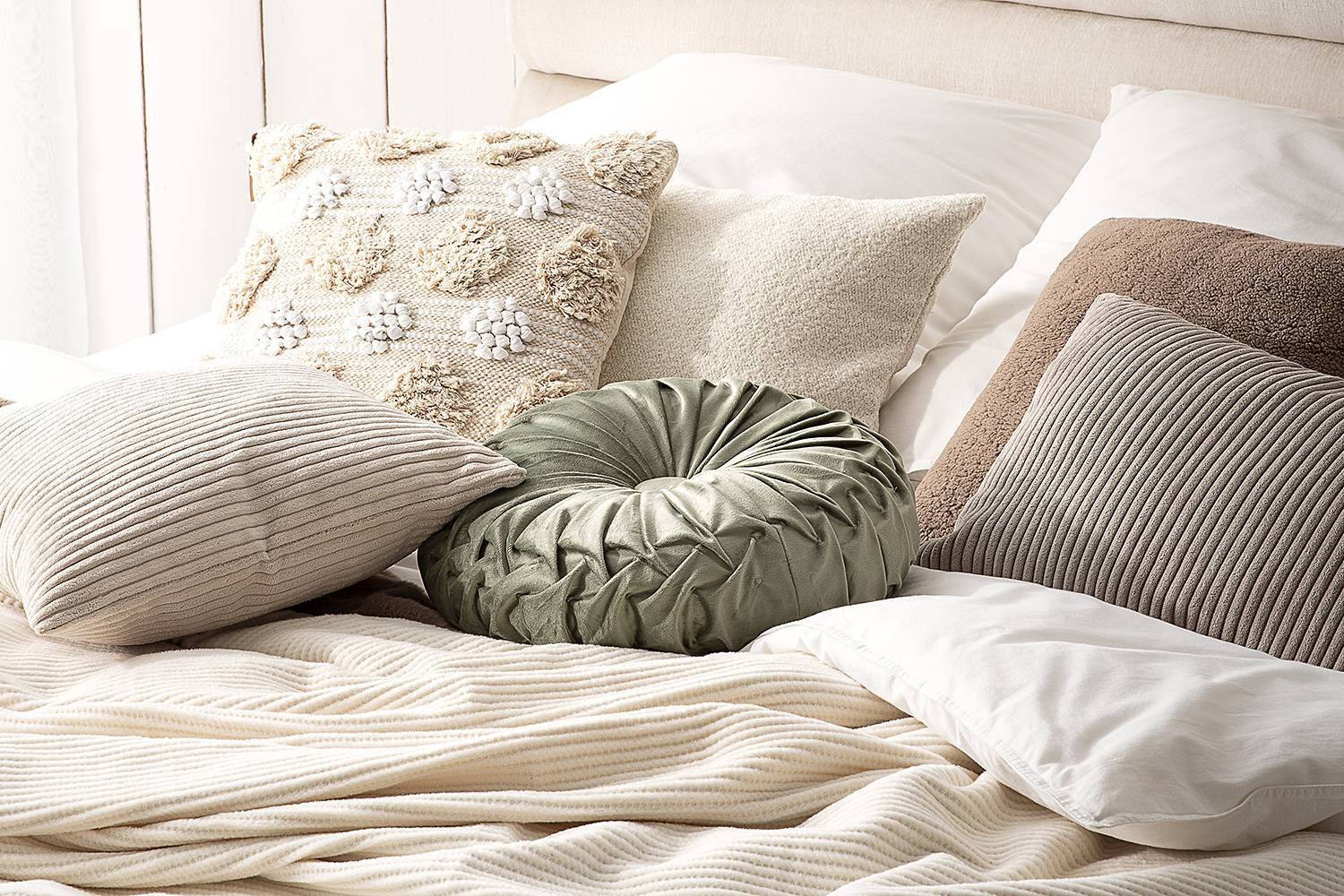 home24 Kussensloop Corduroy Bruin/Beige 45 x 45 cm