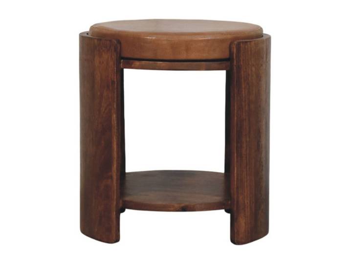 HOCKER mit Roasted-Almond-Finish, 1 offene Ablage, Ledersitz, kakaobraun