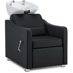 BarberPub Friseurstuhl mit Waschbecken, Klappbare Beinstütze, Friseurwaschbecken aus Keramik Verstellbar, Friseurwaschsessel für SPA Salon, Friseur Waschplatz W8675