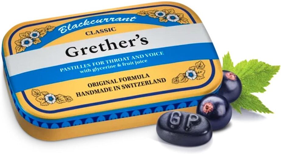 Grethers Blackcurrant Gold zuckerhaltig Pastillen Dose 60g