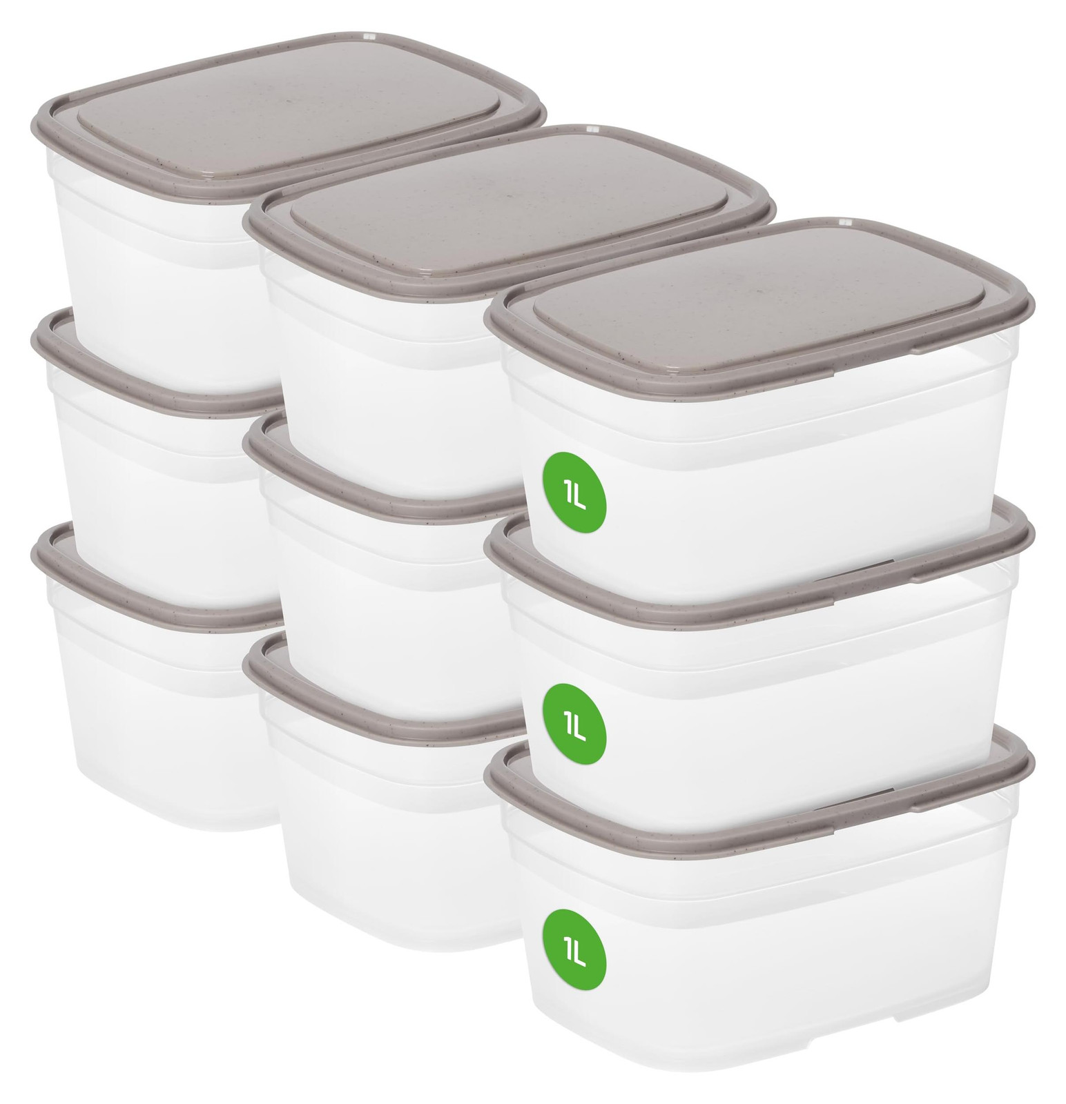 Dripio Set van 9 BPA-vrije luchtdichte en stapelbare voorraadpotten, 1 liter per stuk