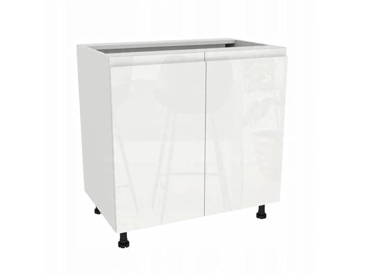 Laclar FREZO Küchen-Unterschrank - Grifflos, Soft-Close, Hochglanz - Vielseitige & Stilvolle Lösung - 80x48,5x82 cm - Weiß, Front: Hochglanz Weiß grifflos