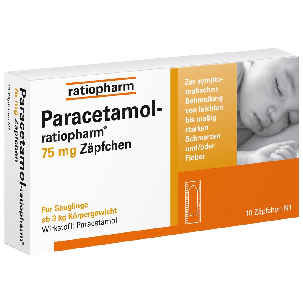 PARACETAMOL-ratiopharm 75 mg Zäpfchen 10 St Suppositorien