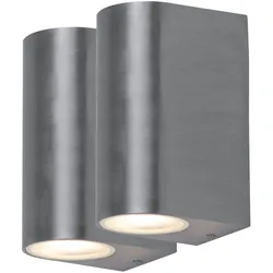 2er Set Außenwandleuchte Wandlampe Balkonleuchte Up & Down Silber Aluminium IP44