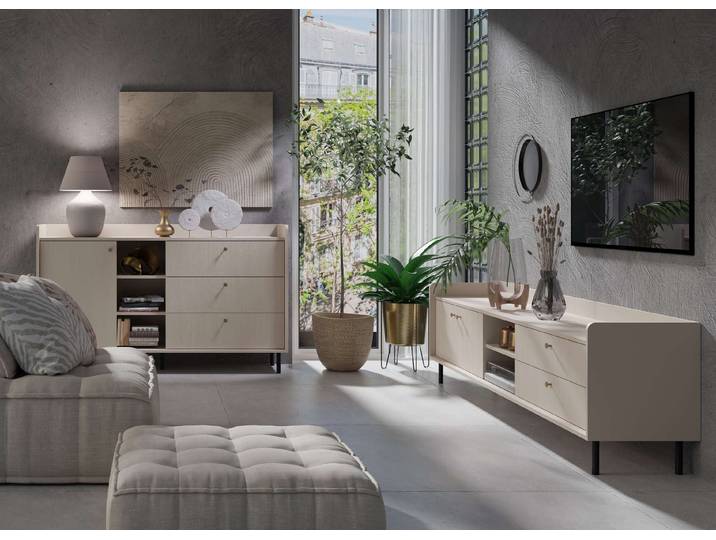 Wohnzimmer-Set – GRANDE – 2 Teile, Beige, Ordnung und Stil