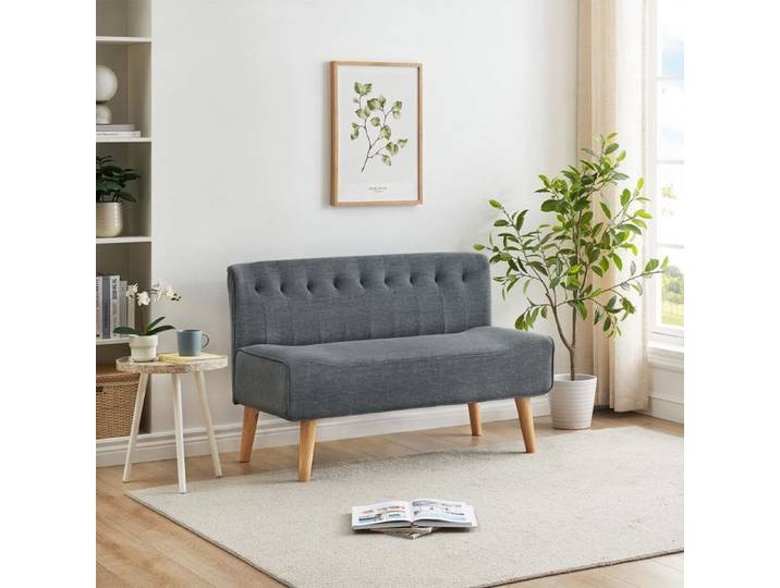 2-Seater Fabric Sofa 117×55×76cm Grey Household Retro