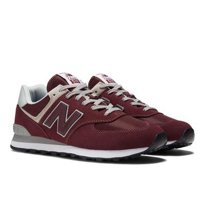 Sneaker NEW BALANCE "ML574 Core", Herren, Gr. 44, rot (bordeaux, grau), Leder, Textil, Schuhe Sneaker, der ikonische Schuh mit ENCAP-Mittelsohlendämpfung, Topseller
