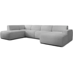 WOHNLANDSCHAFT Didim Hellgrau 378/220/78 cm – großes Sofa stilvoll & bequem L