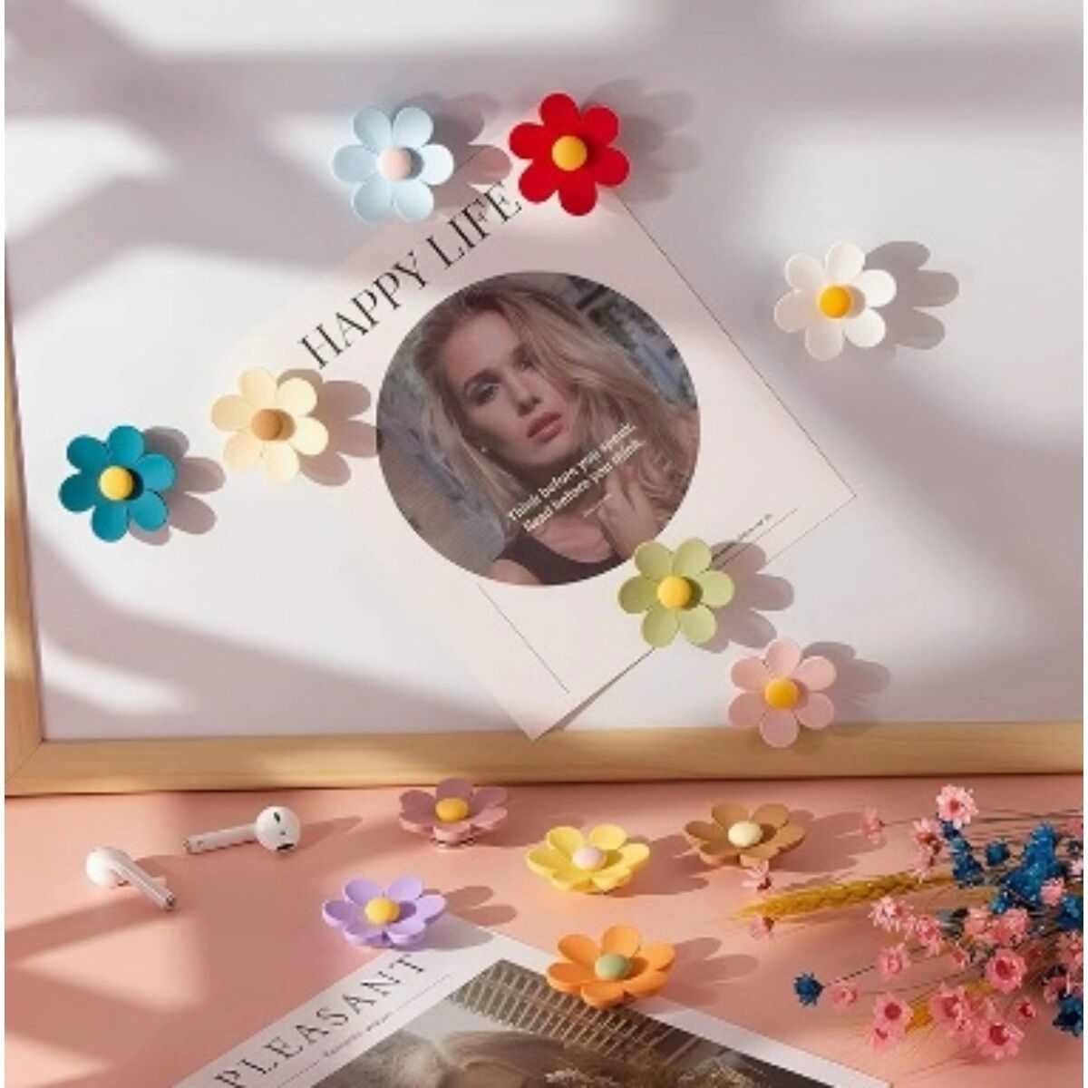 INF Blumen-Kühlschrankmagnet-Set – 21 Harz-Magnetblumen, mehrfarbig, niedliche Dekor-Magnete für Kühlschrank, Spind und