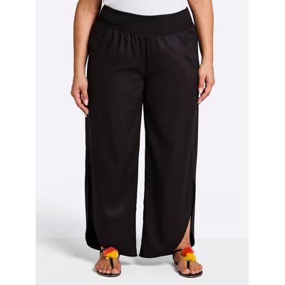 Strandhose SHEEGO, Damen, Gr. 48, Normalgrößen, schwarz, 100% Viskose, unifarben, Hosen Strandhose