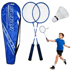 Badminton-Set, Schläger, Federballhülle, blau