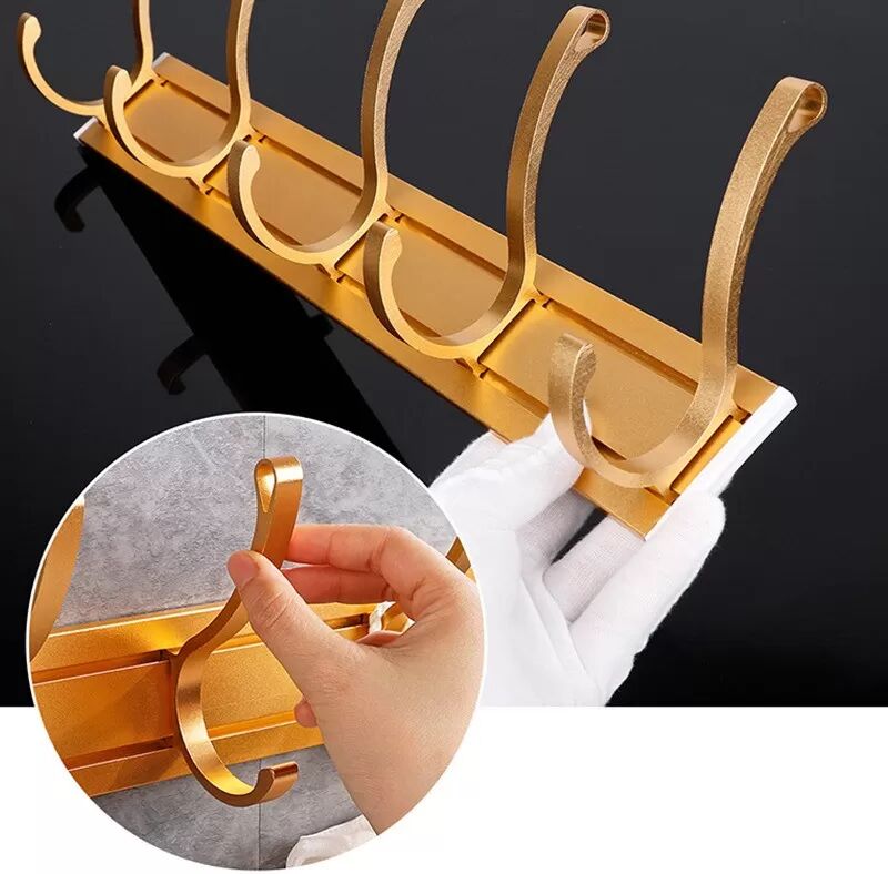 INF Türhakenleiste mit verstellbaren Haken - Ideal für Bad, Schlafzimmer & Küche Gold