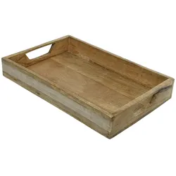 MARELIDA Tablett Dekotablett Mangoholz natur Servieren Kerzentablett Dekoration 37,5cm