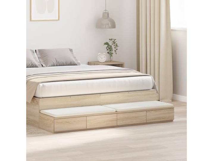 HEFZGDB Sonoma Eiche Nachttisch 160x36,5x16,5 cm Holzwerkstoff mit DREI Schubladen, Glatte Matte Oberfläche, geräumige Aufbewahrung, stabile Konstruktion, einfache Montage, ideal