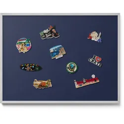MAGNETTAFEL 80x60 cm Silberner Rahmen Dunkelblau