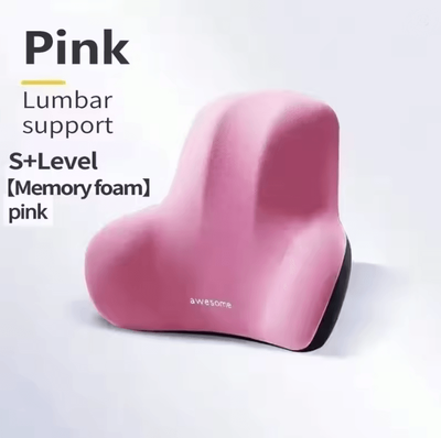 Inspire Essentials ErgoComfort Memory Foam Lumbar Support Cushion For Car Office And Gaming Chairs pink